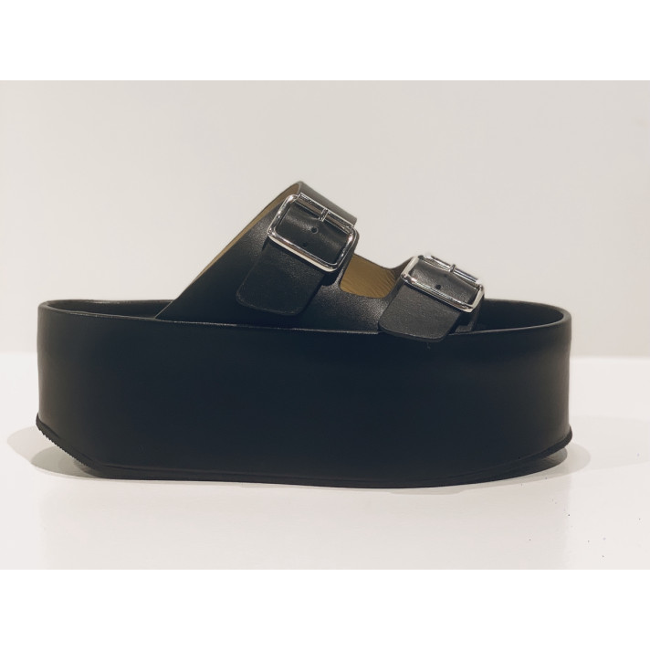 MANDY MULES COMPENSEES NOIRES FLAMINGOS