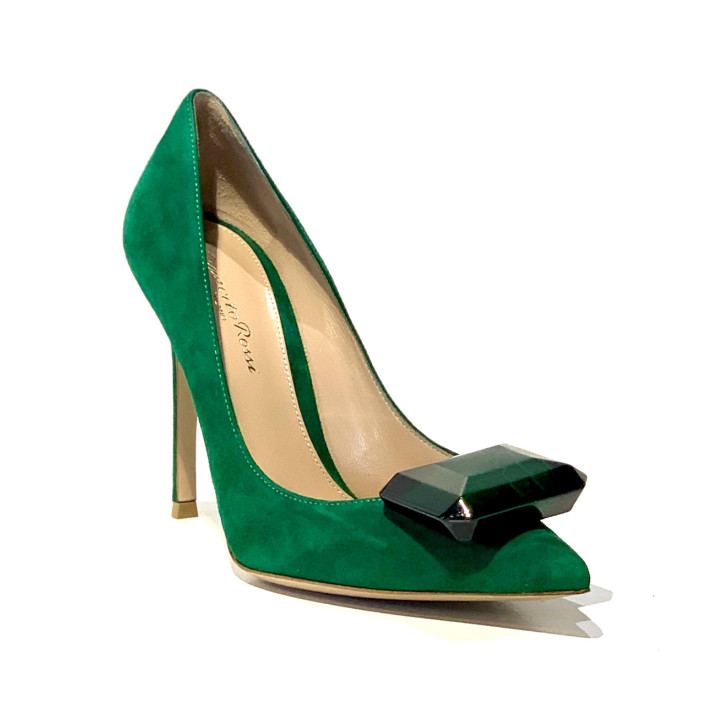 JAIPUR PUMP VELOURS VERTE 10.5 GIANVITO ROSSI
