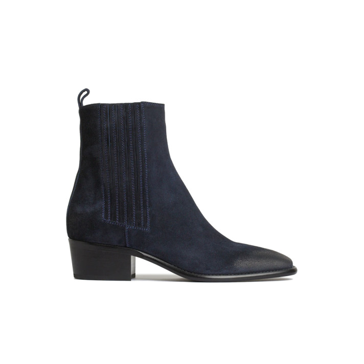 BOTTINE SR 40510 CUIR VEAU VELOURS NAVY SARTORE