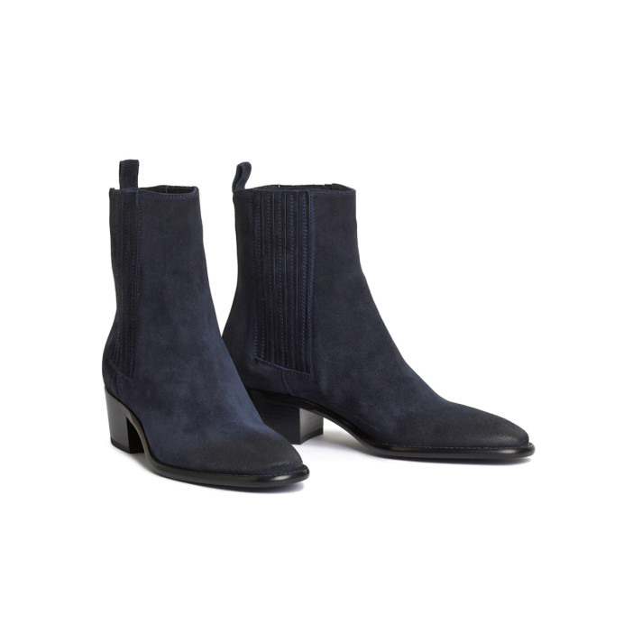 BOTTINE SR 40510 CUIR VEAU VELOURS NAVY SARTORE