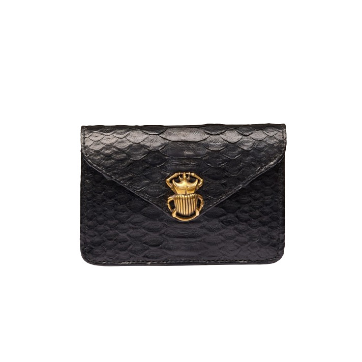 PORTE MONNAIE ALEX NOIR BEETLE OR CLARIS VIROT