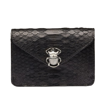 PORTE MONNAIE ALEX NOIR BEETLE ARGENT CLARIS VIROT