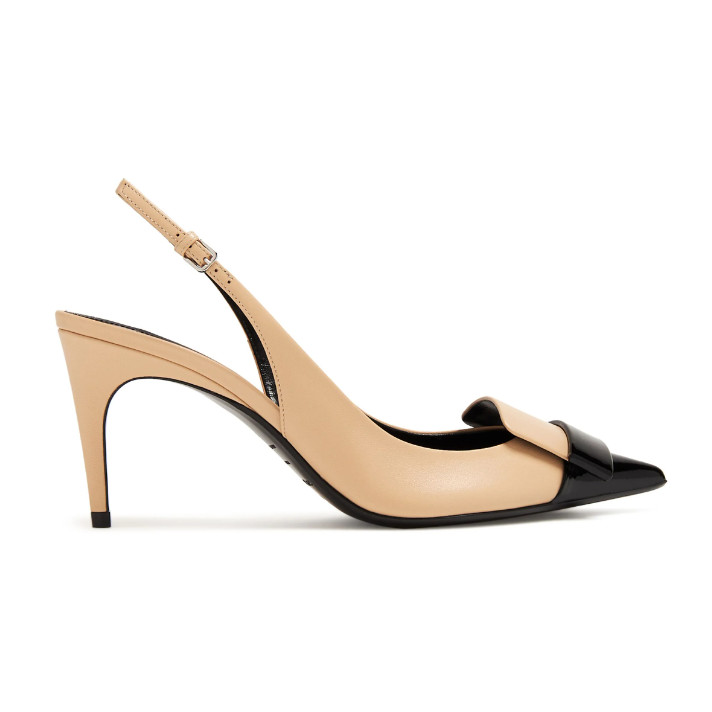 B07620 SR1 SLINGBACKS BEIGE VERNIS NOIR SERGIO ROSSI
