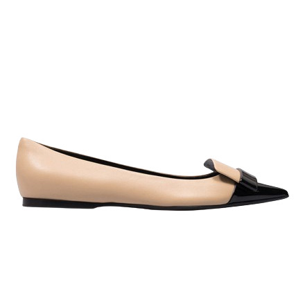 B07630 SR1 BALLERINE BEIGE VERNIS NOIR SERGIO ROSSI