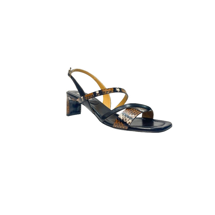 SR454306 SANDALES NAPPA NOIR/PYTHON SARTORE