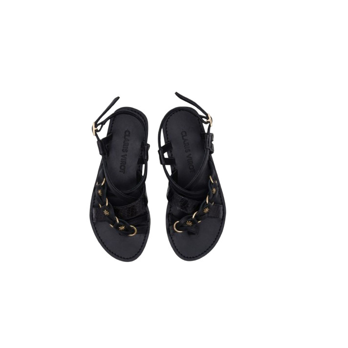 HARIETTE SANDALE CUIR ET COBRA NOIR CLARIS VIROT