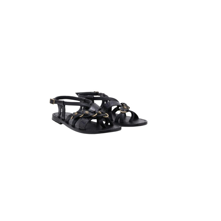 HARIETTE SANDALE CUIR ET COBRA NOIR CLARIS VIROT
