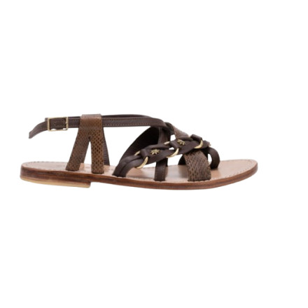 HARIETTE SANDALE CUIR ET COBRA CHOCOLAT CLARIS VIROT