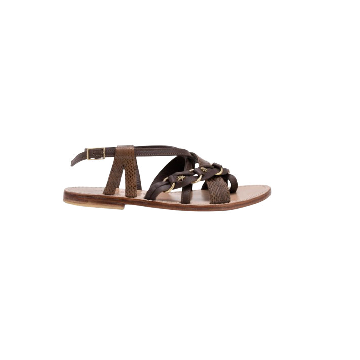 HARIETTE SANDALE CUIR ET COBRA CHOCOLAT CLARIS VIROT