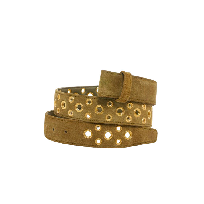 CEINTURE OLIVE OEILLET OR CLARIS VIROT