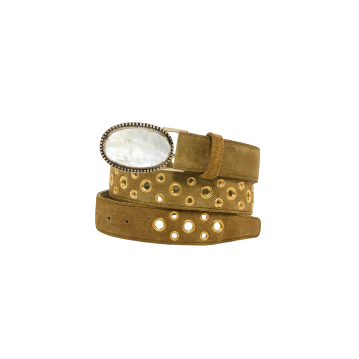 CEINTURE OLIVE OEILLET OR CLARIS VIROT