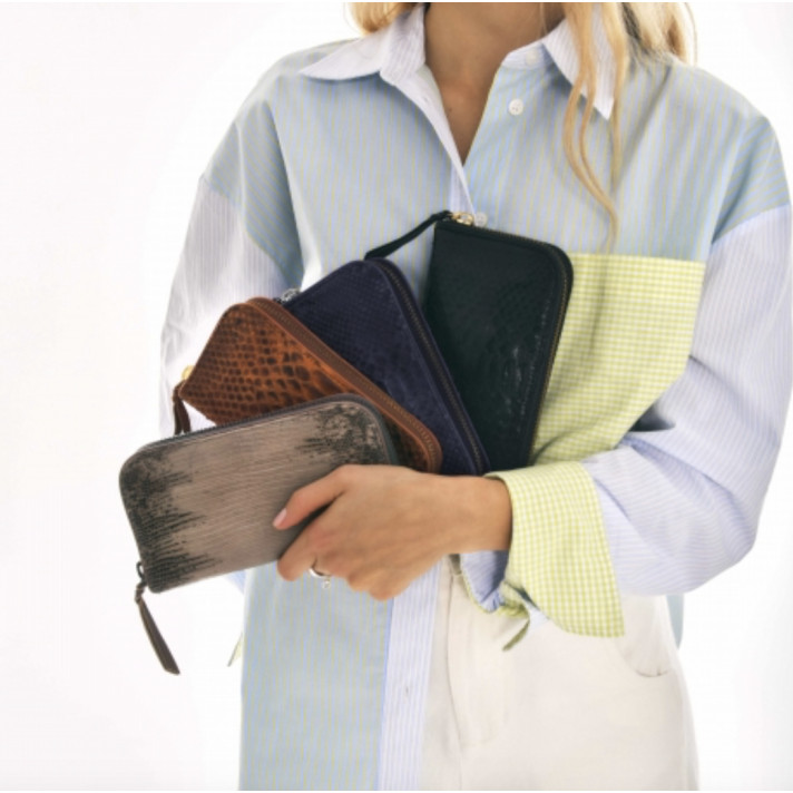 PORTEFEUILLE BOB PYTHON NAVY CLARIS VIROT