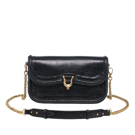 SAC MANON BAGUETTE CUIR NOIR CLARIS VIROT
