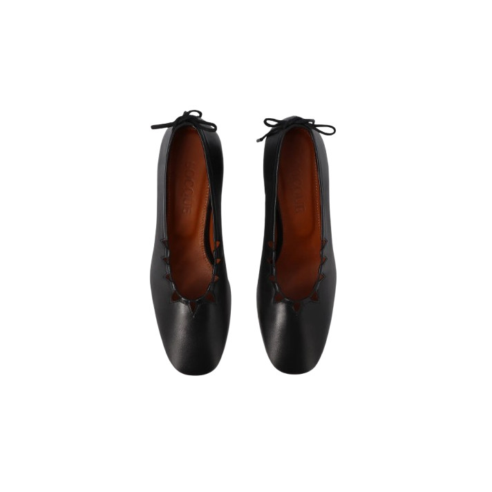 MOUNE BALLERINE CUIR NOIR SOCQUE PARIS