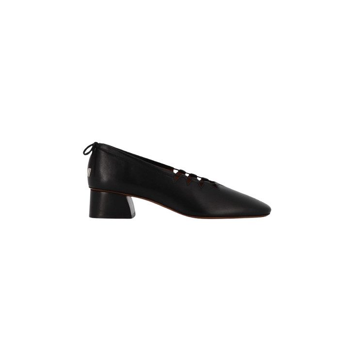 MOUNE BALLERINE CUIR NOIR SOCQUE PARIS