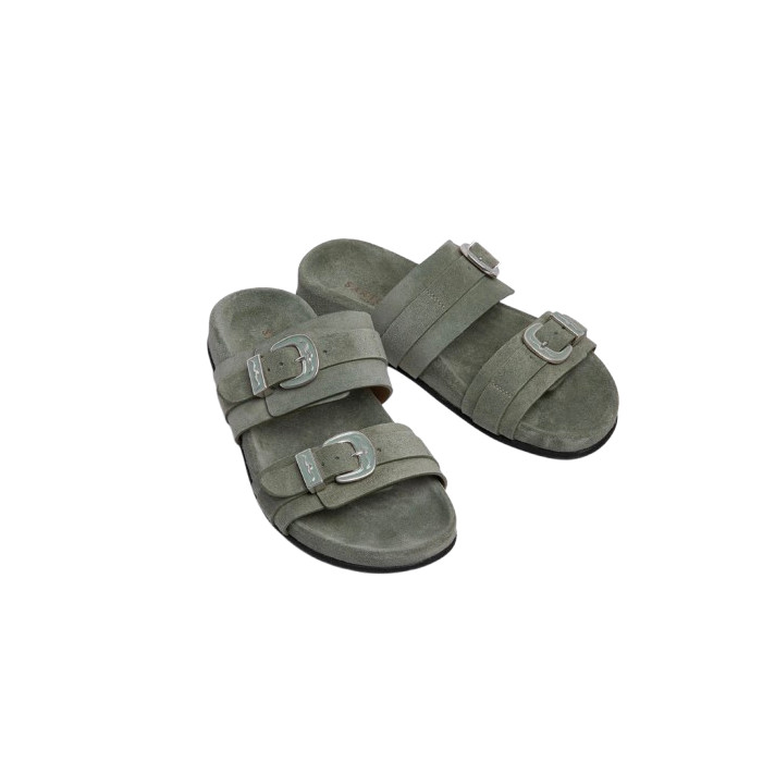 MULE SR474102 CUIR VELOURS OLIVE SARTORE