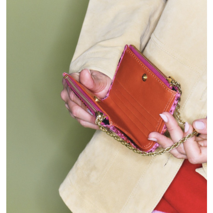 PORTE MONNAIE HECTOR PYTHON ABRICOT CLARIS VIROT