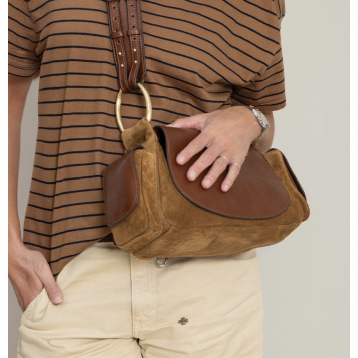 SAC MARINE CUIR TABAC CLARIS VIROT