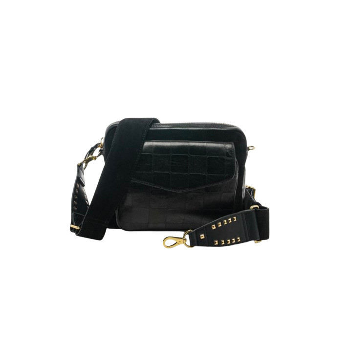 SAC BIG CHARLY EMBOSSE CHECK NOIR CLARIS VIROT