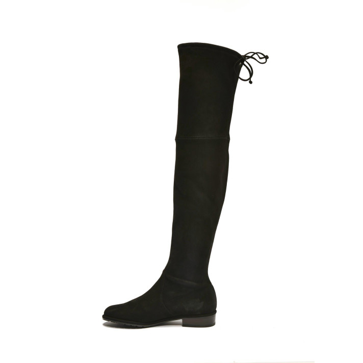 Lowland Cuissardes Velours Strech Noires Stuart Weitzman