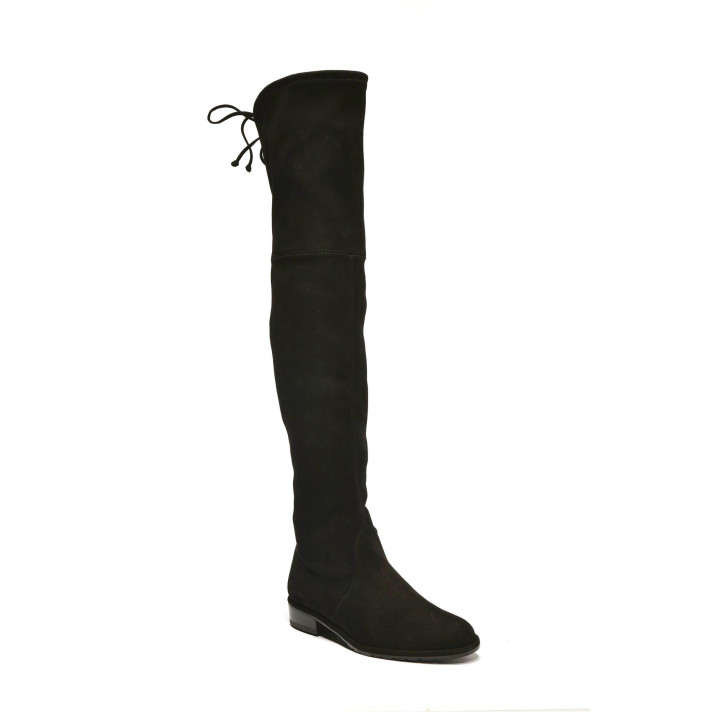 Lowland Cuissardes Velours Strech Noires Stuart Weitzman