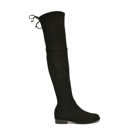 Lowland Cuissardes Velours Strech Noires Stuart Weitzman